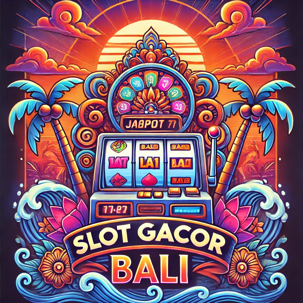 Slot Gacor Bali - Nikmati Pengalaman Bermain dengan Tema Tropis Ilustrasi slot gacor di Bali dengan tema tropis, pohon kelapa, ornamen Bali, dan mesin slot dengan jackpot